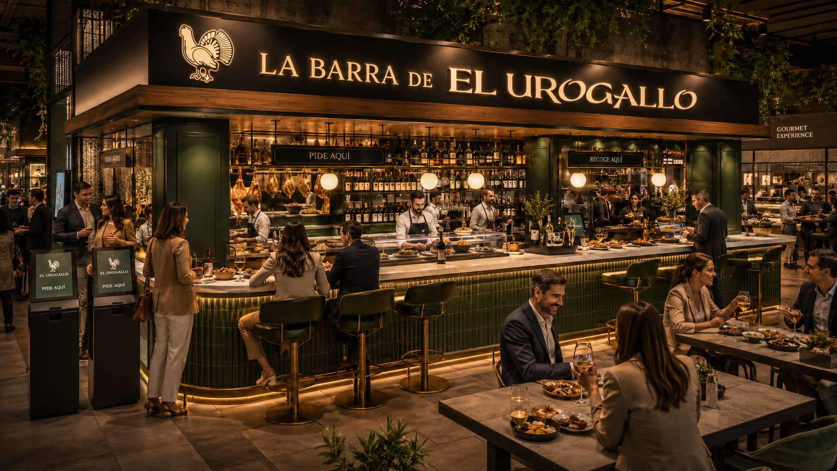 Zona de barra y mesas altas de La Barra de El Urogallo